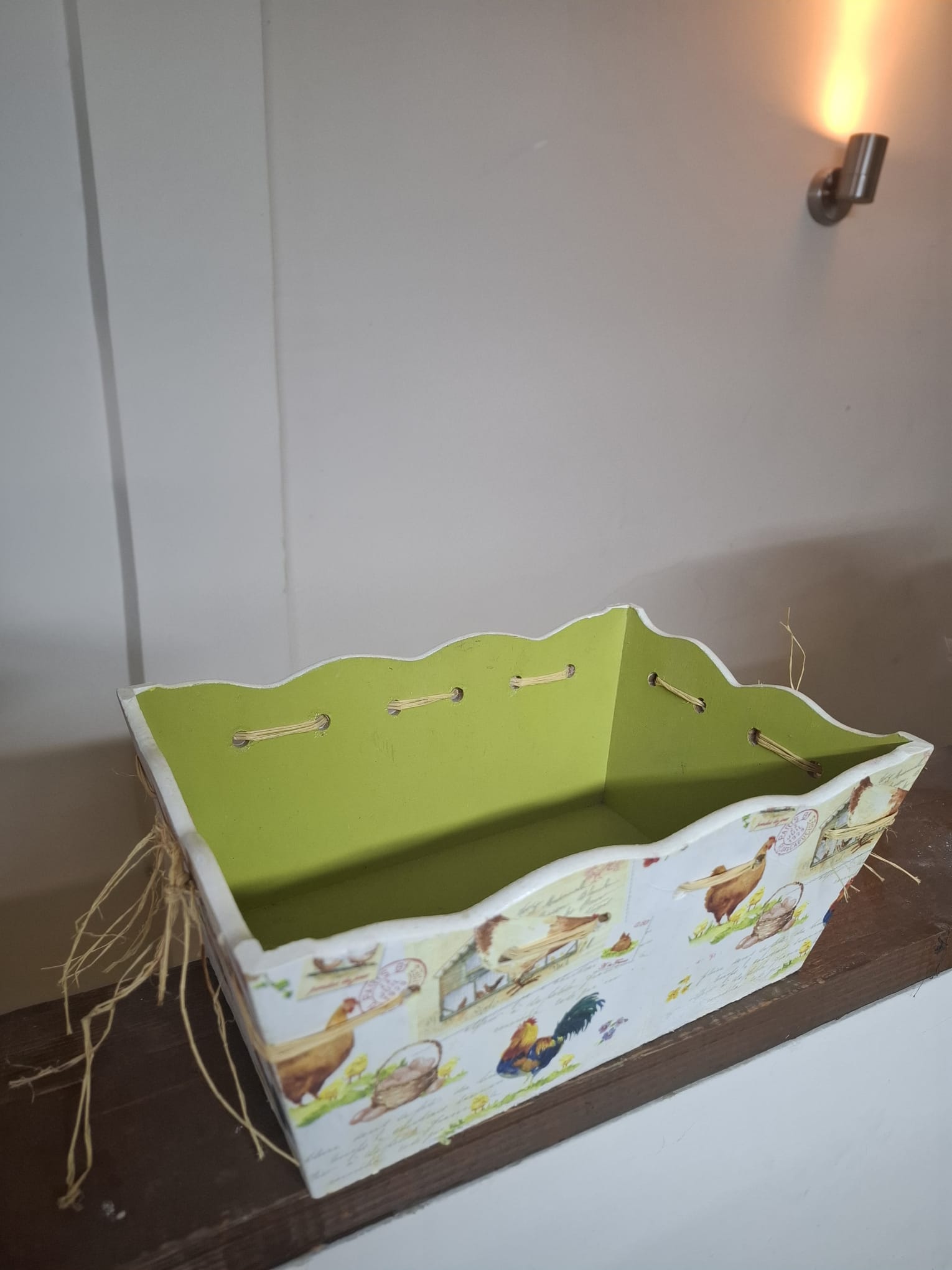 Ahşap El Boyama Yeşil Tabanlı toparlayıcı - Anadolu El Emeği