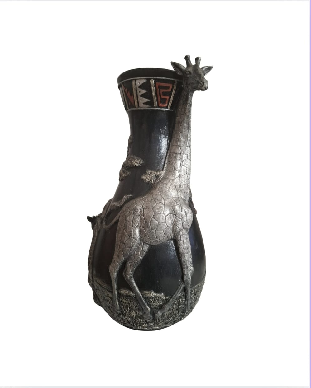 Zürafa Figürlü Dekoratif El Boyama Vazo