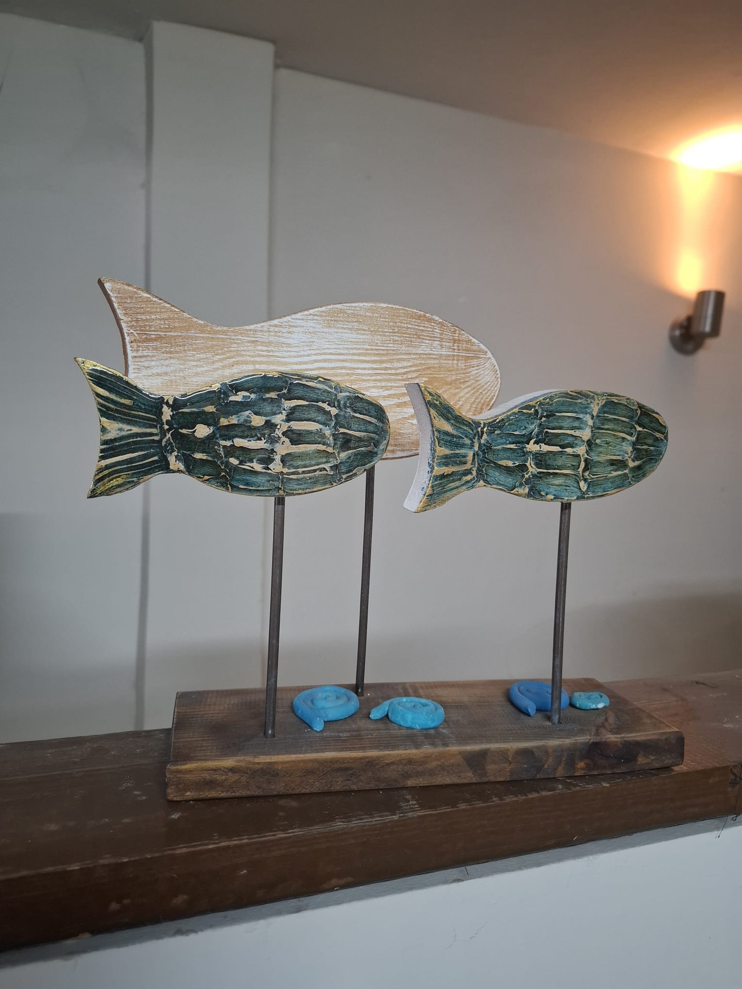 Ahşap El Boyama Balık Figürlü Obje