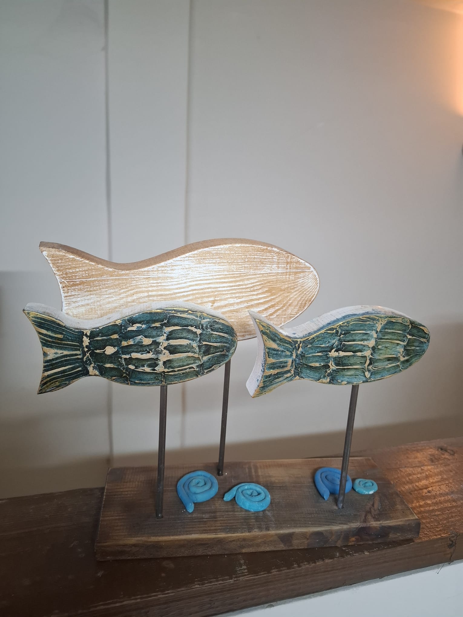 Ahşap El Boyama Balık Figürlü Obje - Anadolu El Emeği