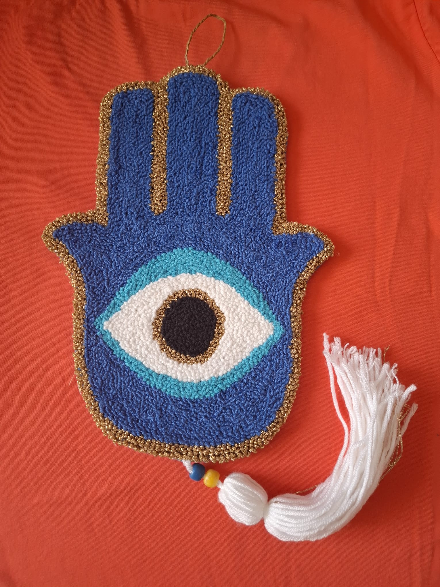 Nazar Boncuklu Şık Fatma Ana Eli Figürlü  Punch El Yapımı Dekoratif Duvar Süsü