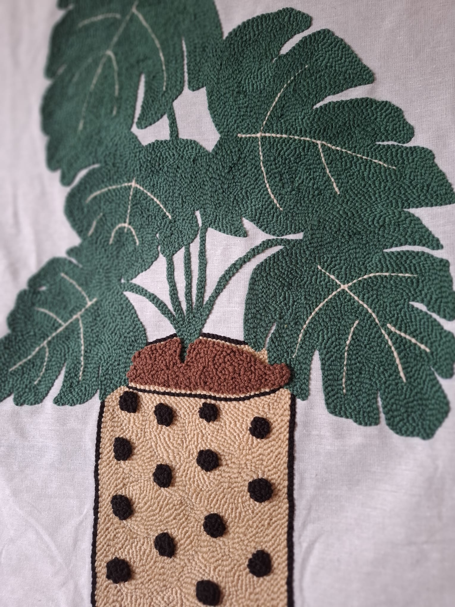 El yapımı çerçeveli punch tablo (Montera Bitkisi) - Anadolu El Emeği